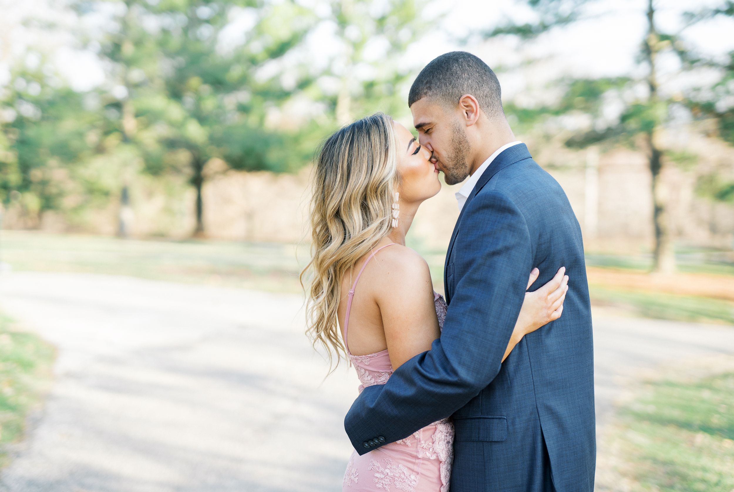 Light and airy film engagement Session at the Rose Gardens and Art Center in Des Moines, Iowa