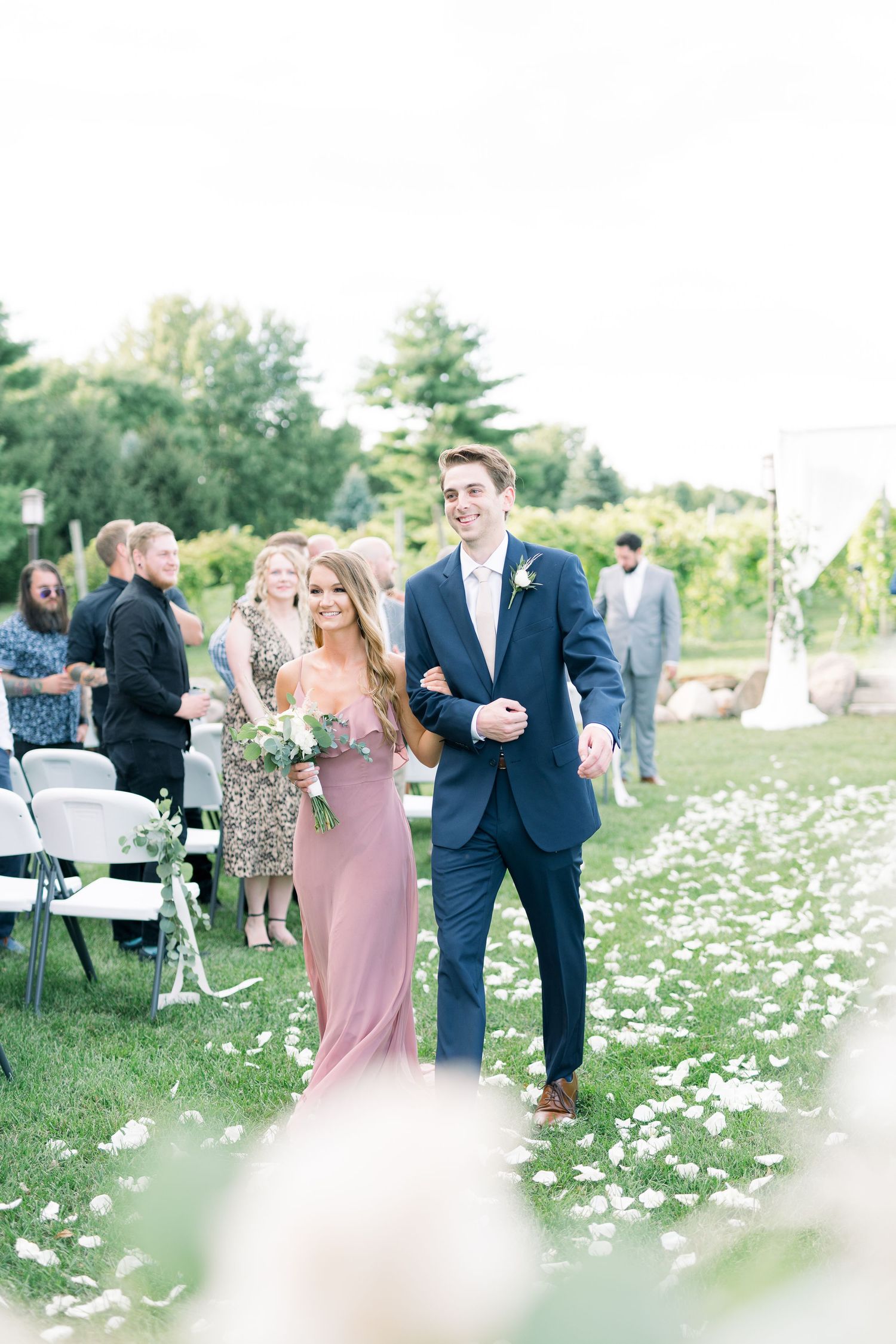 Vineyard photos with white willow events at Prairie Moon Winery wedding in Ames, Iowa