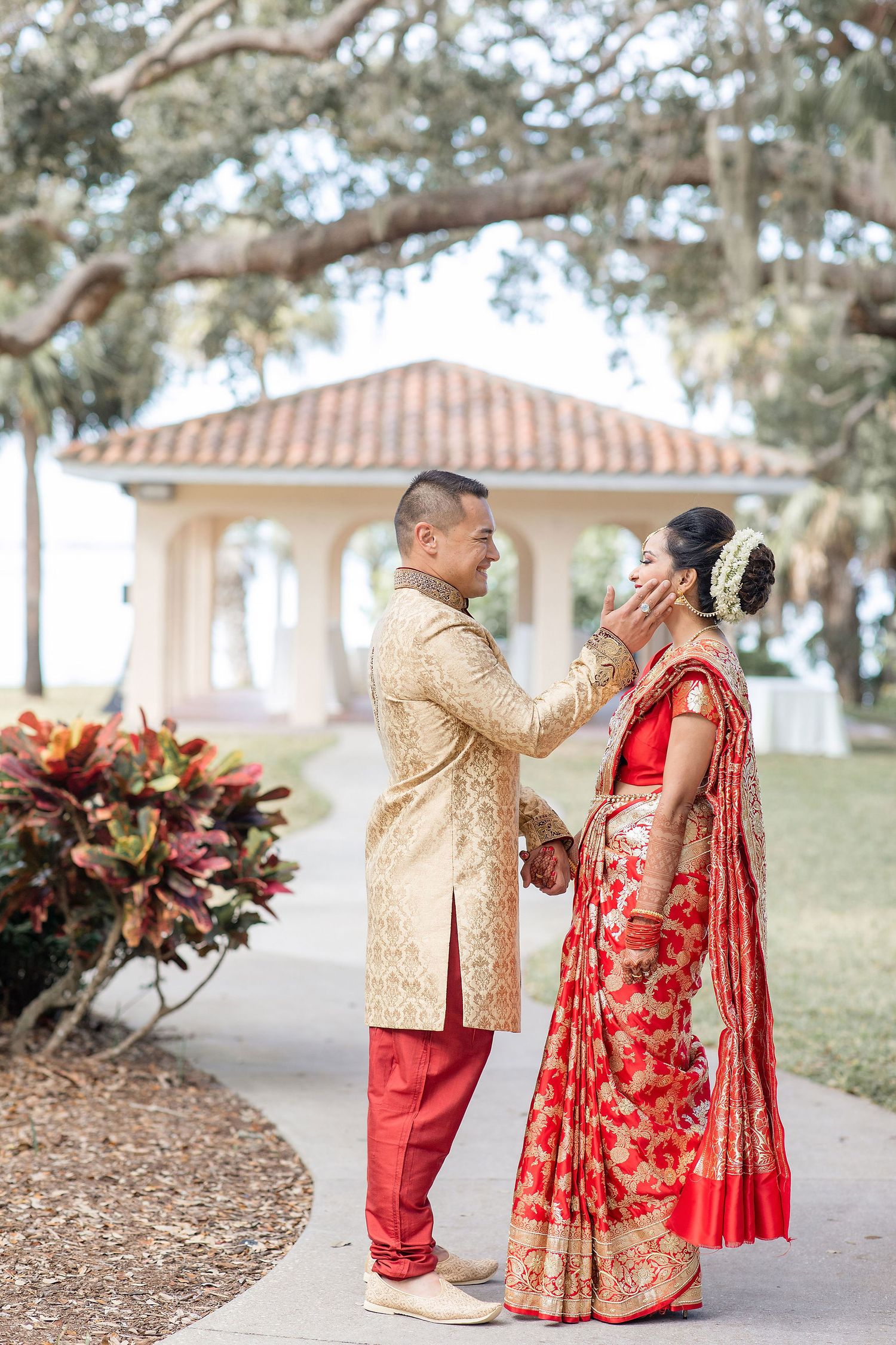 A candid moment shared between a bride and groom captured by Fantasmic Photography Sarasota Florida