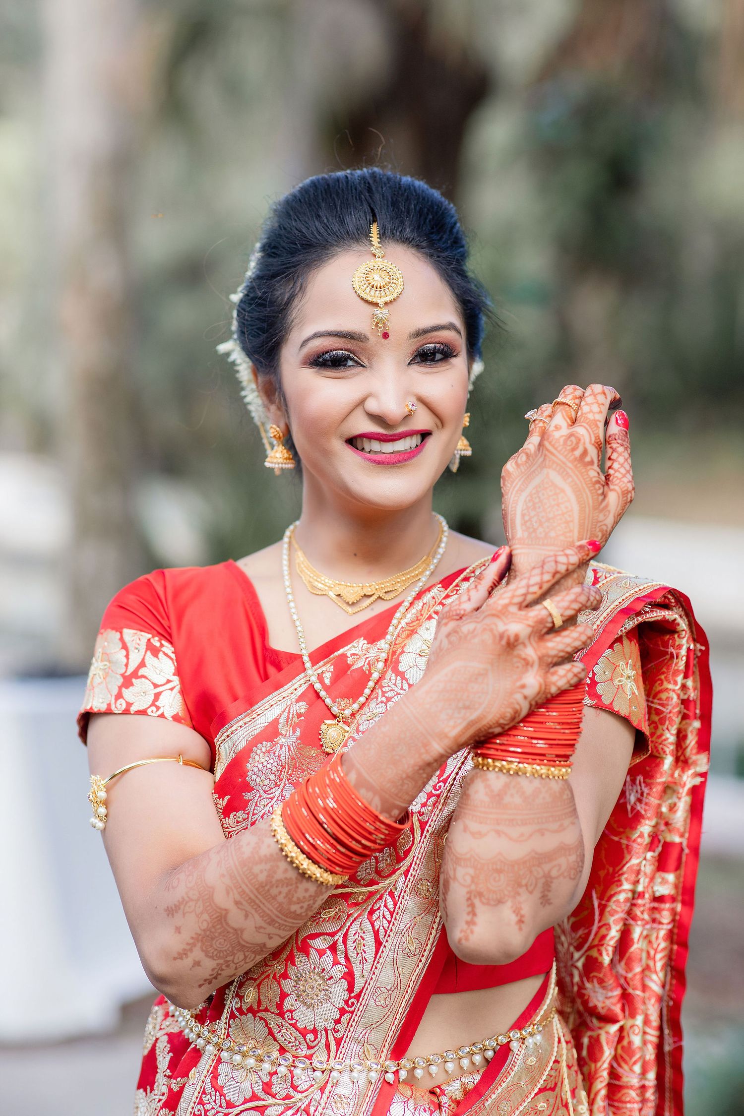 Indian bride in red dress Florida Wedding