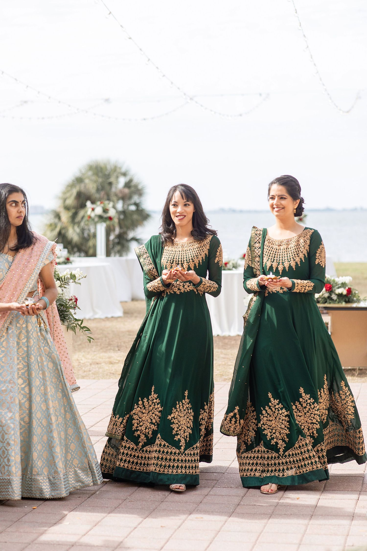 Indian bride with friend in red dress Florida Wedding