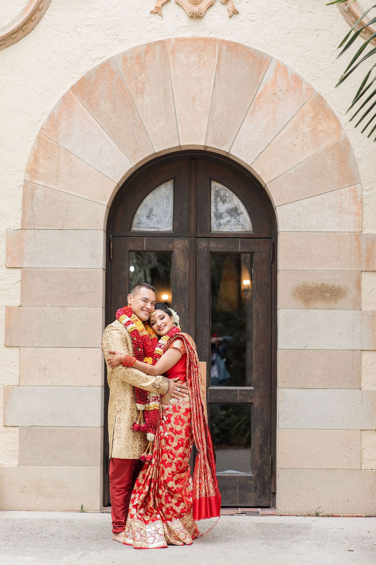 Couple having fun after Indian Wedding Ceremony at the Powel Crosley Estate