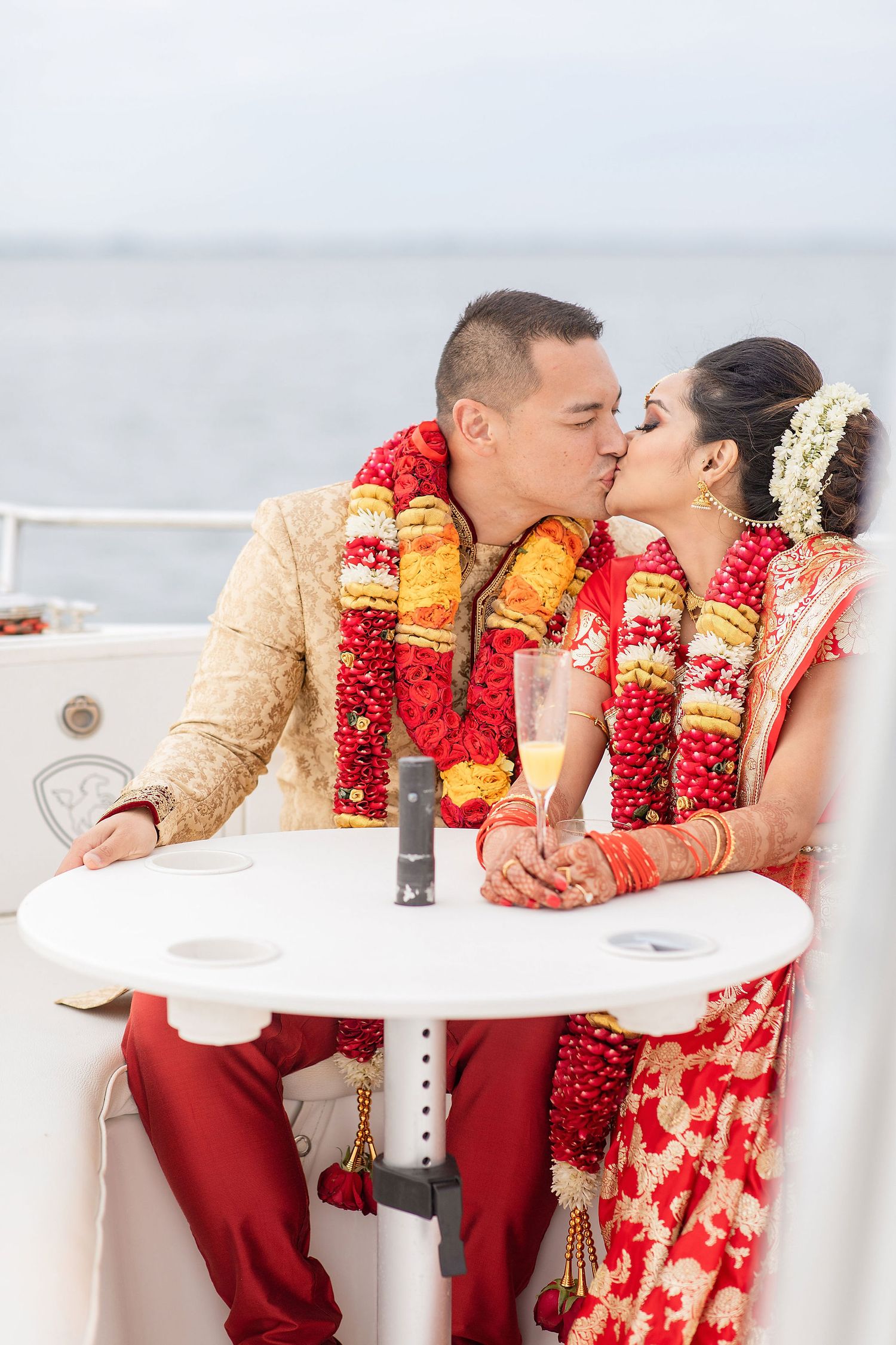 Couple having fun after Indian Wedding Ceremony at the Powel Crosley Estate