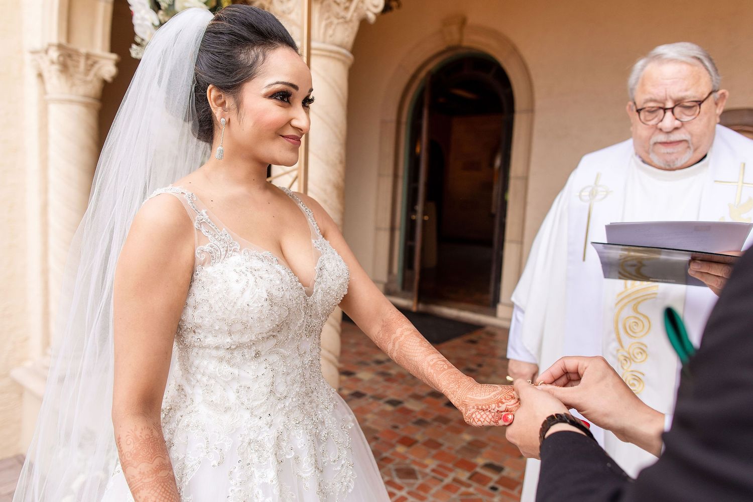 Wide angle view of a garden wedding ceremony at the Powel Crosley Estate Sarasota