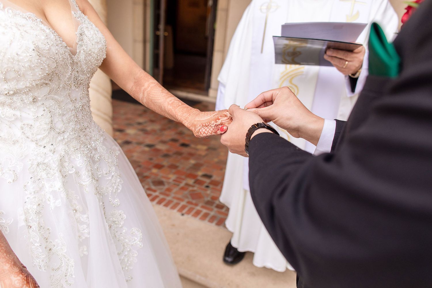 Wide angle view of a garden wedding ceremony at the Powel Crosley Estate Sarasota