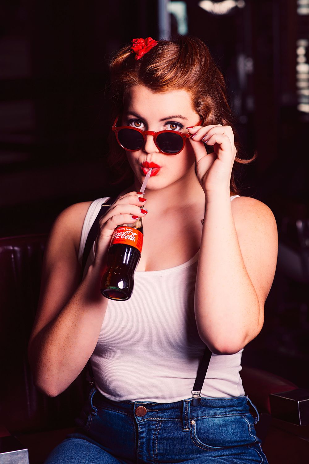 Fashion Portrait of girl in rockabilly outfit for model portfolio