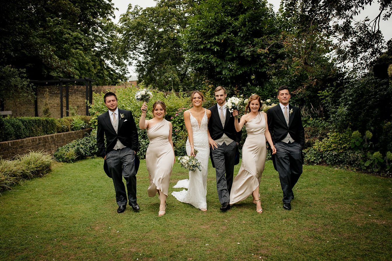 Bingham Riverhouse wedding group photographs, bridal party fun group photo