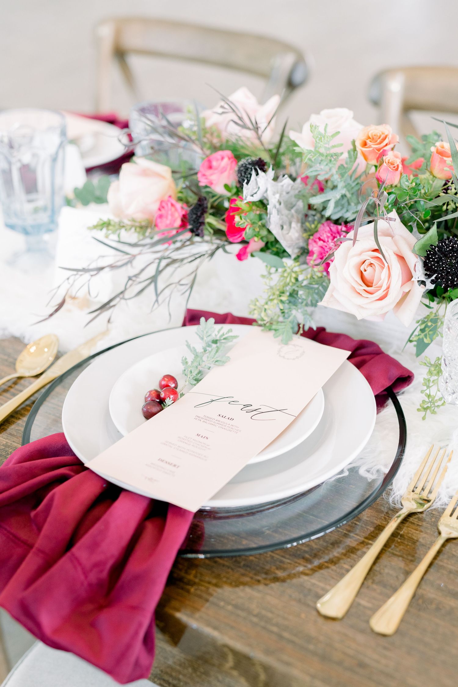 Light and airy 1868 Farmhouse Wedding in Boone, Iowa with Vowed Vintage place setting and Pella Rental decor
