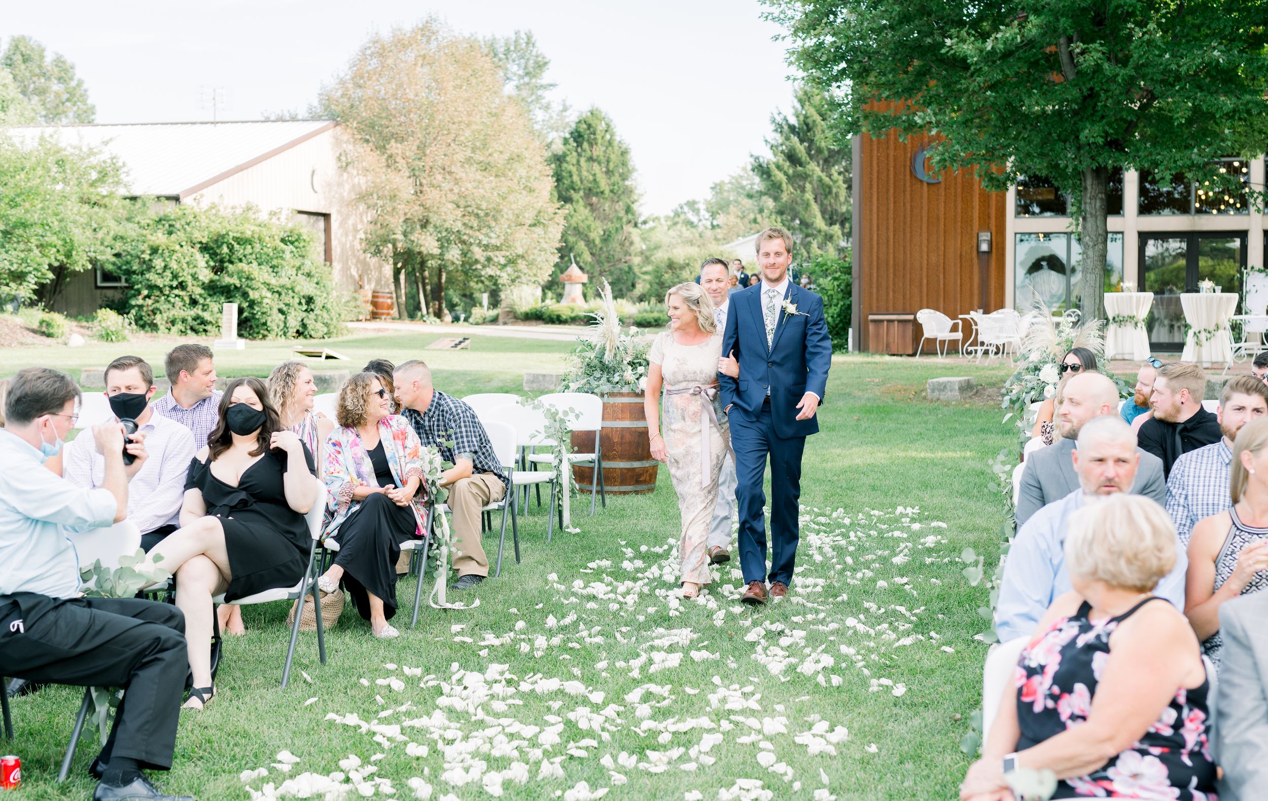Vineyard photos with white willow events at Prairie Moon Winery wedding in Ames, Iowa