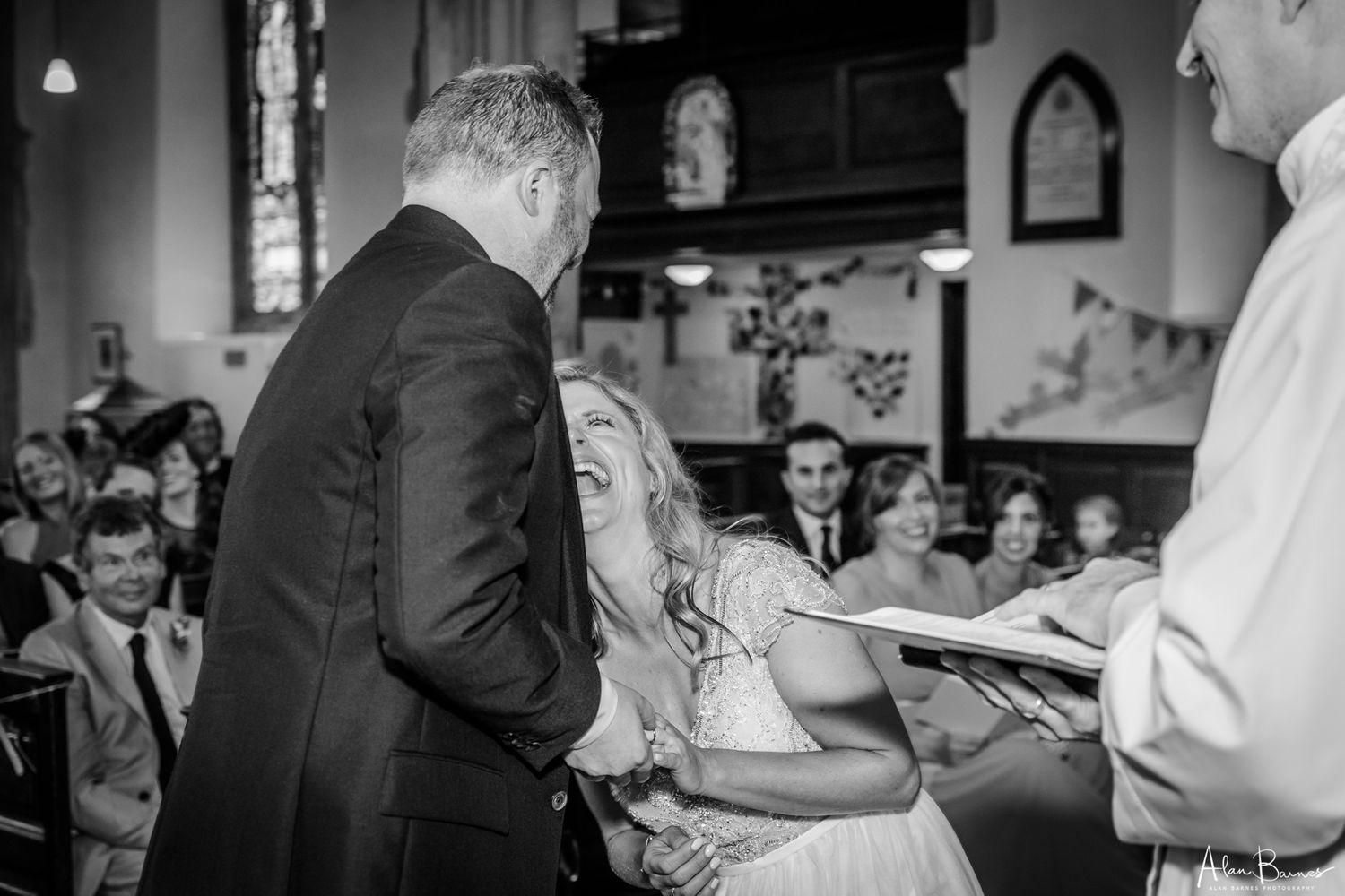 Wedding ceremony laughter