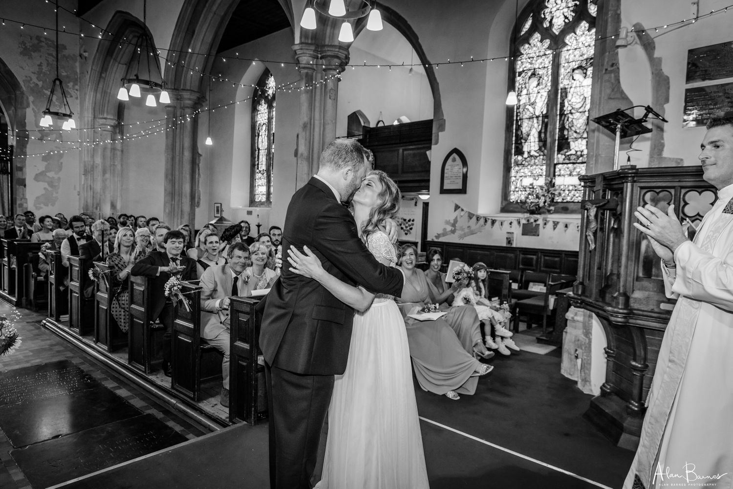 Wedding first kiss