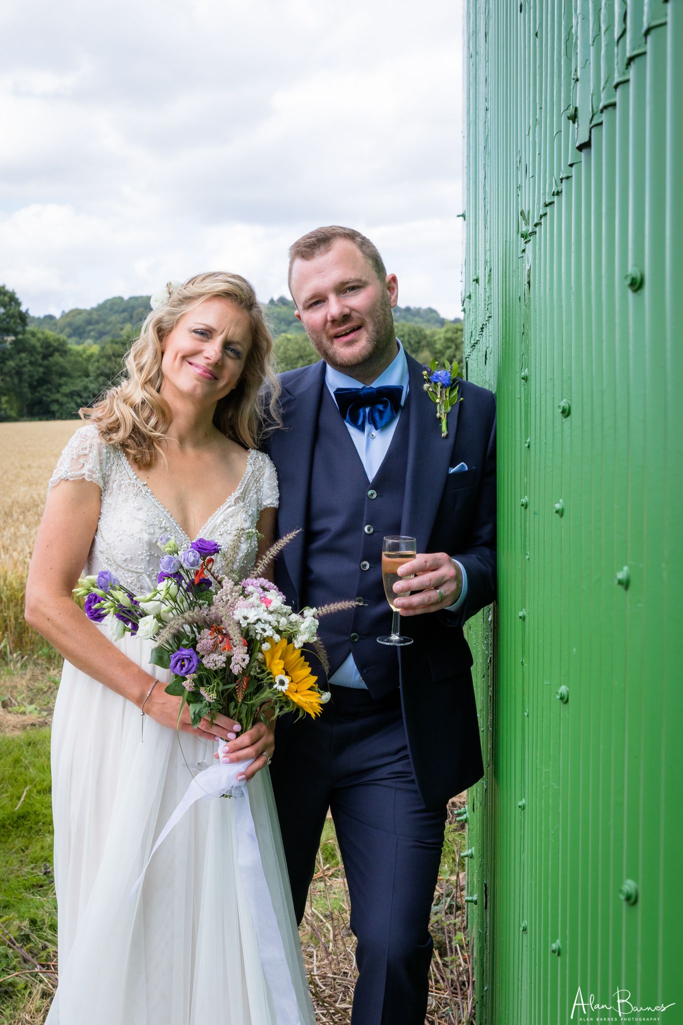 Wedding couple in field