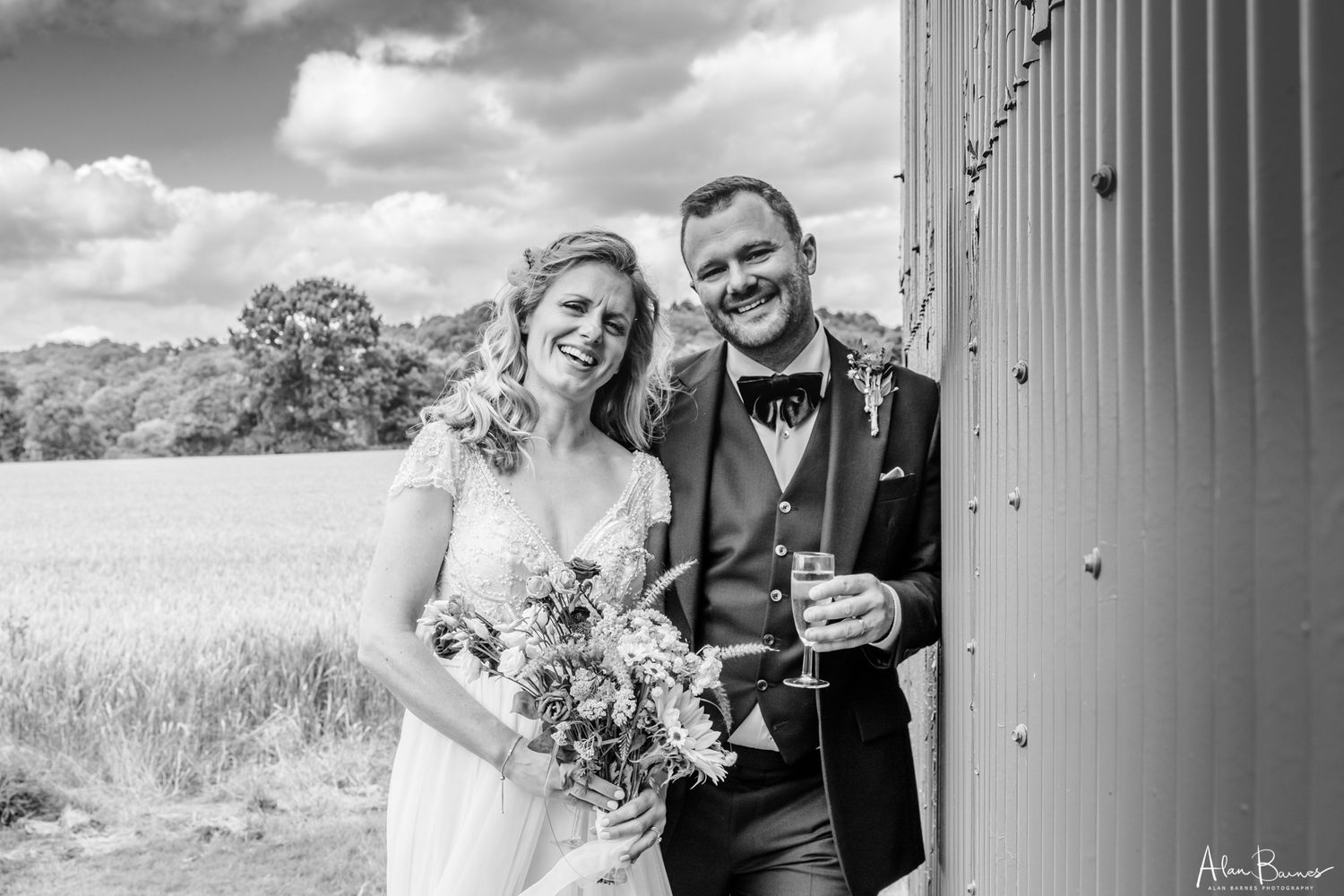 Wedding couple in field