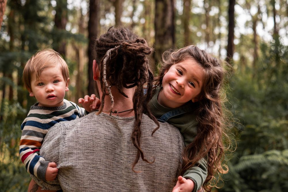 Family and couple photoshoot outdoors in bush forest in Melbourne