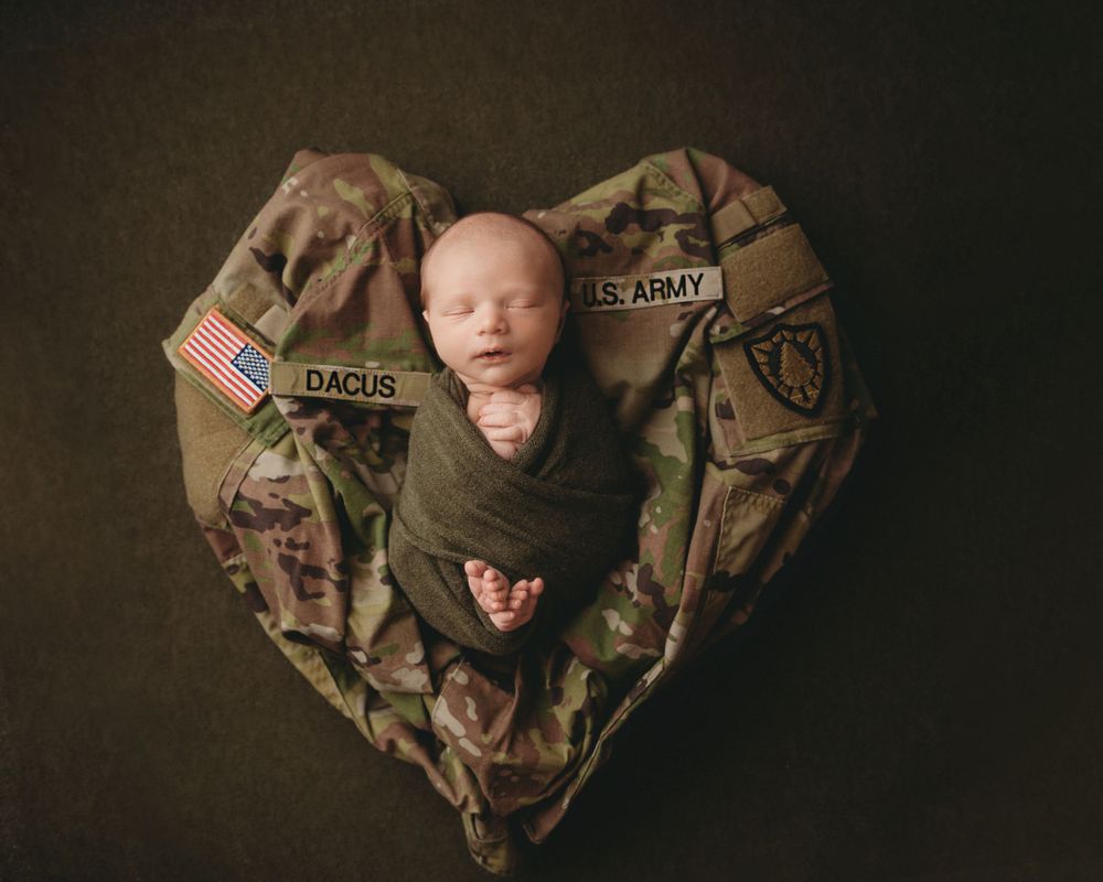 Professional newborn photo army heart