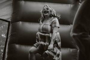 girl jumping in bounce house