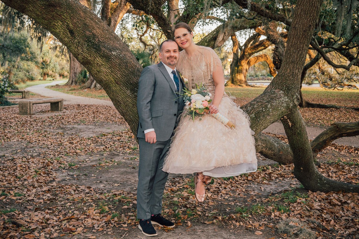 Bride and Groom formals in New Orleans City Park