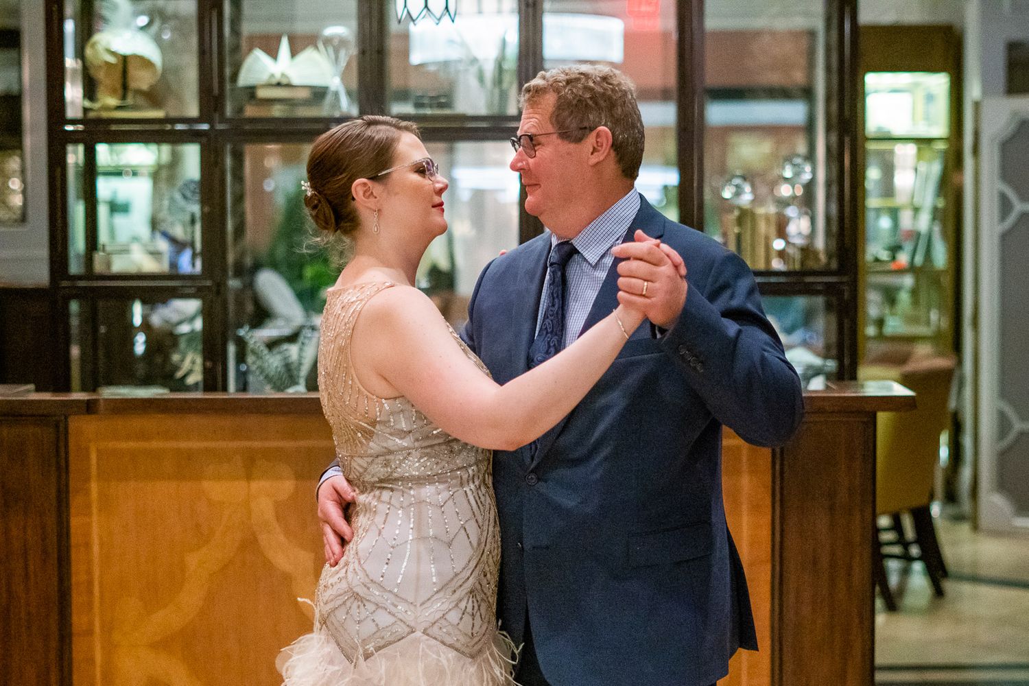 Bride and Father first dance at the Carousel Lounge and Bar in New Orleans French Quarter