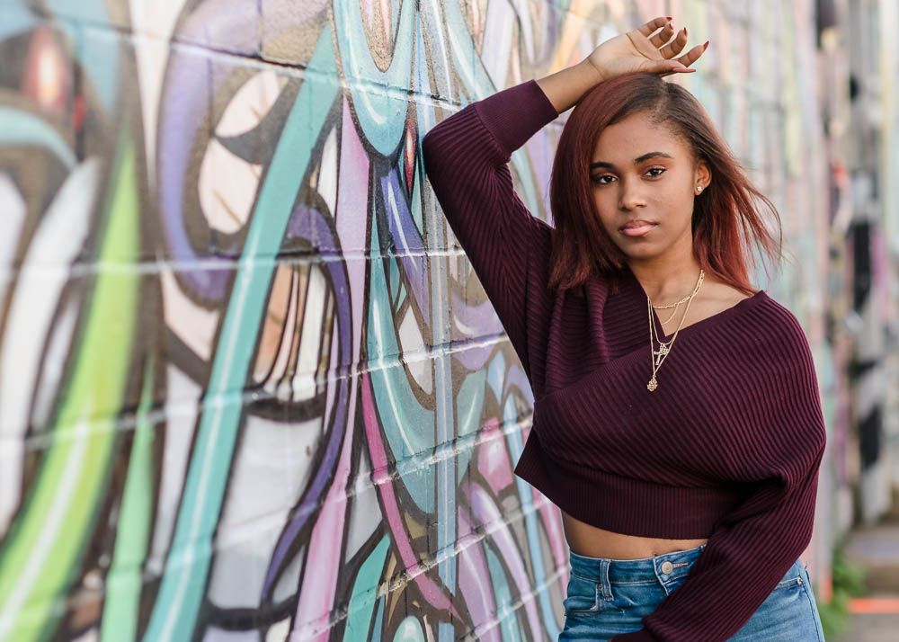 Girl High School Senior in Downtown Houston Graffiti Park