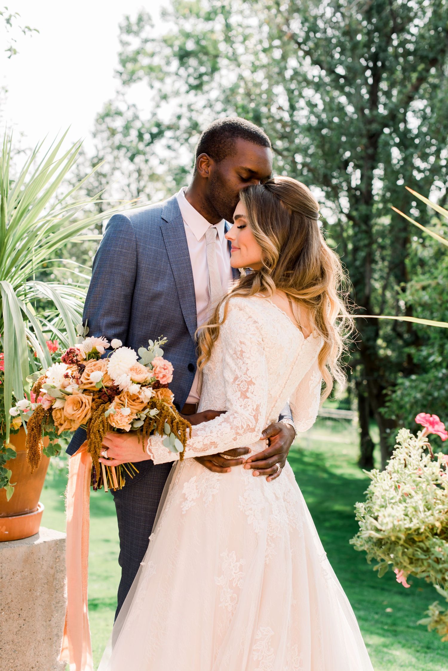 Beautiful Couple sharing a moment on their wedding day