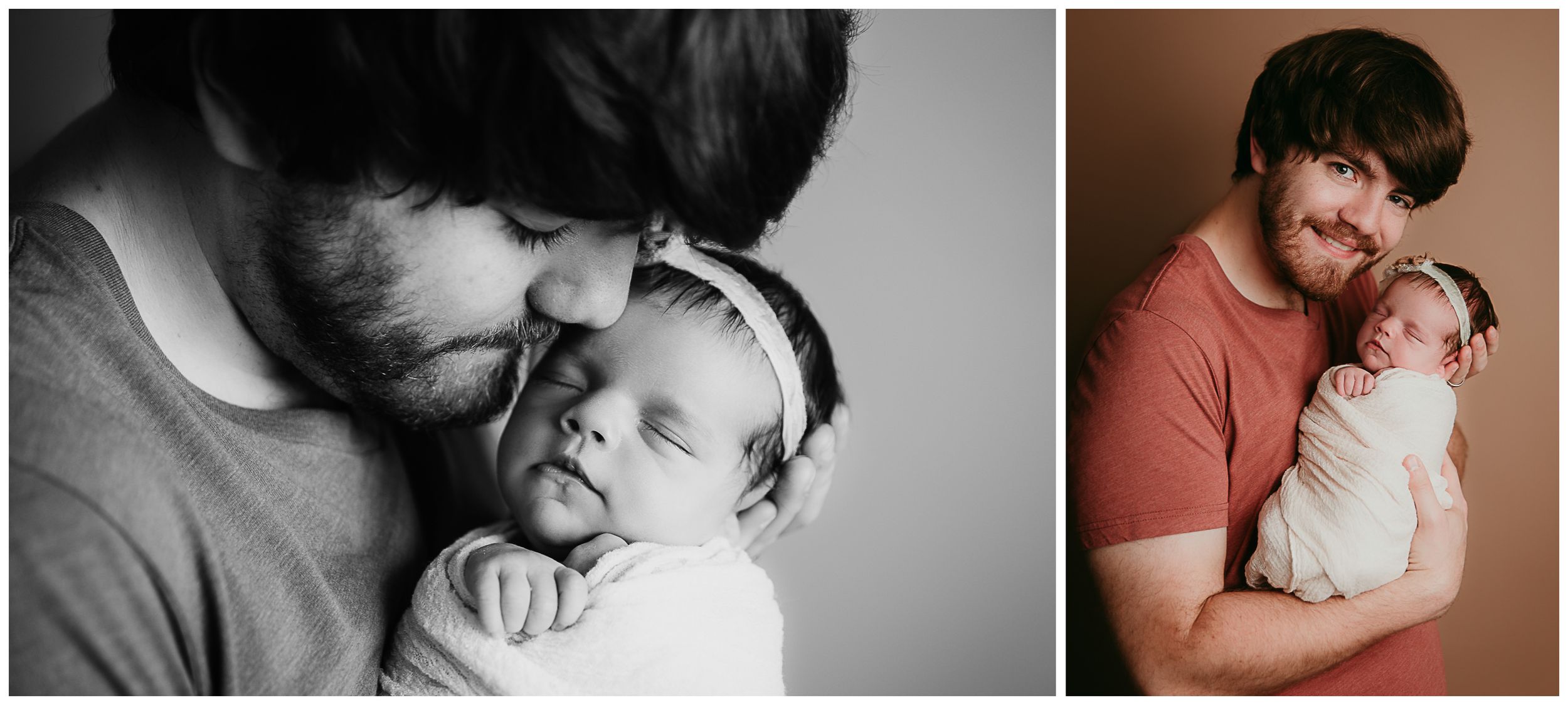 new dad holding baby girl by lee's summit newborn photographer