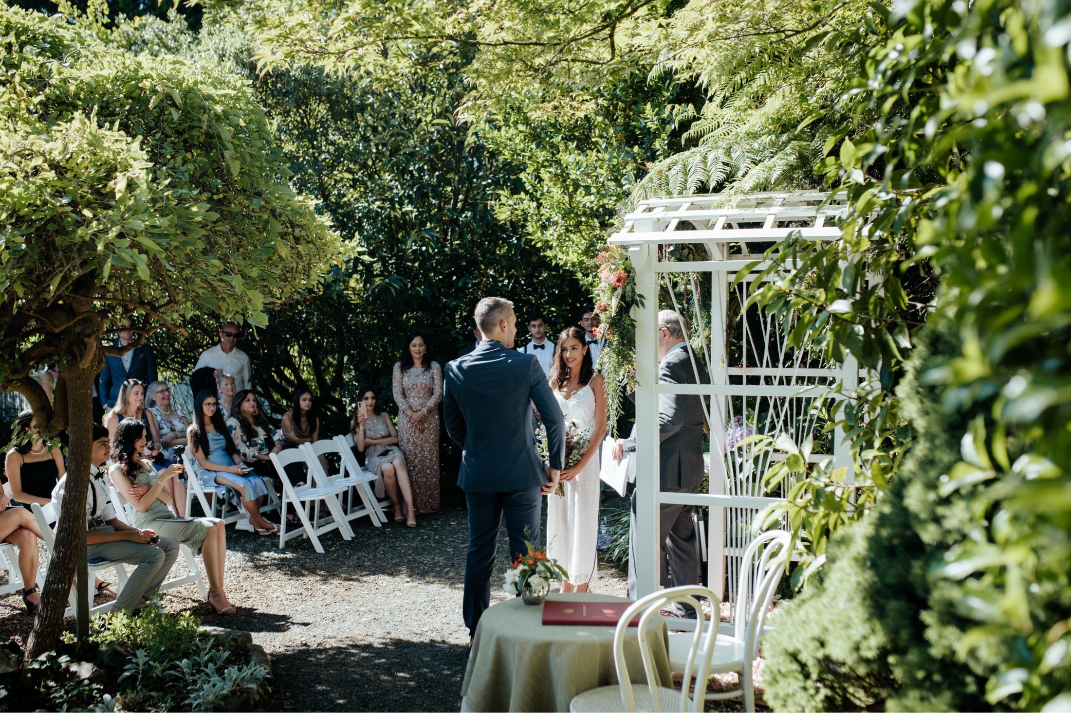 Afternoon intimate garden wedding ceremony at Fortnums Sassafras