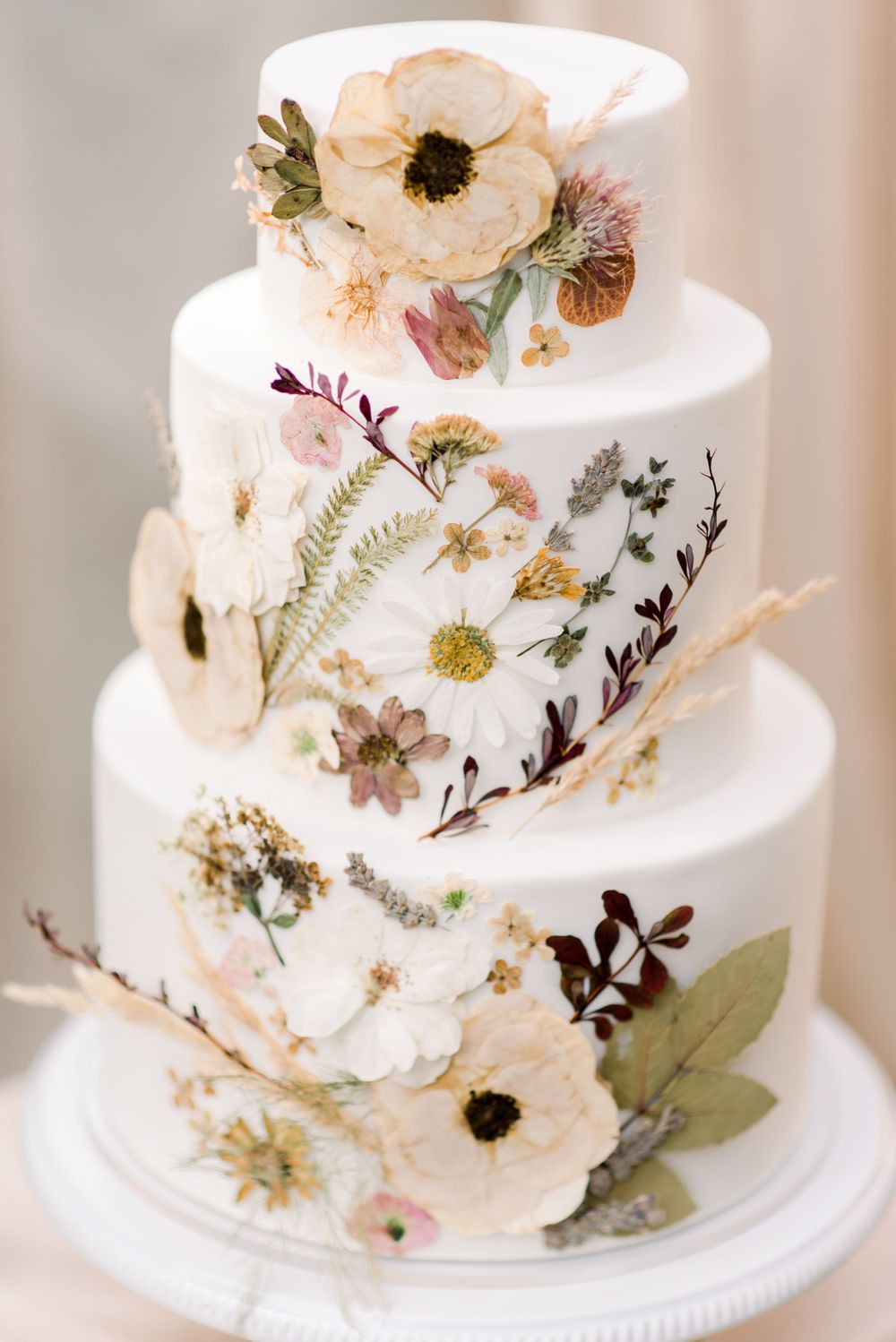 Pressed Flower Wedding Cake