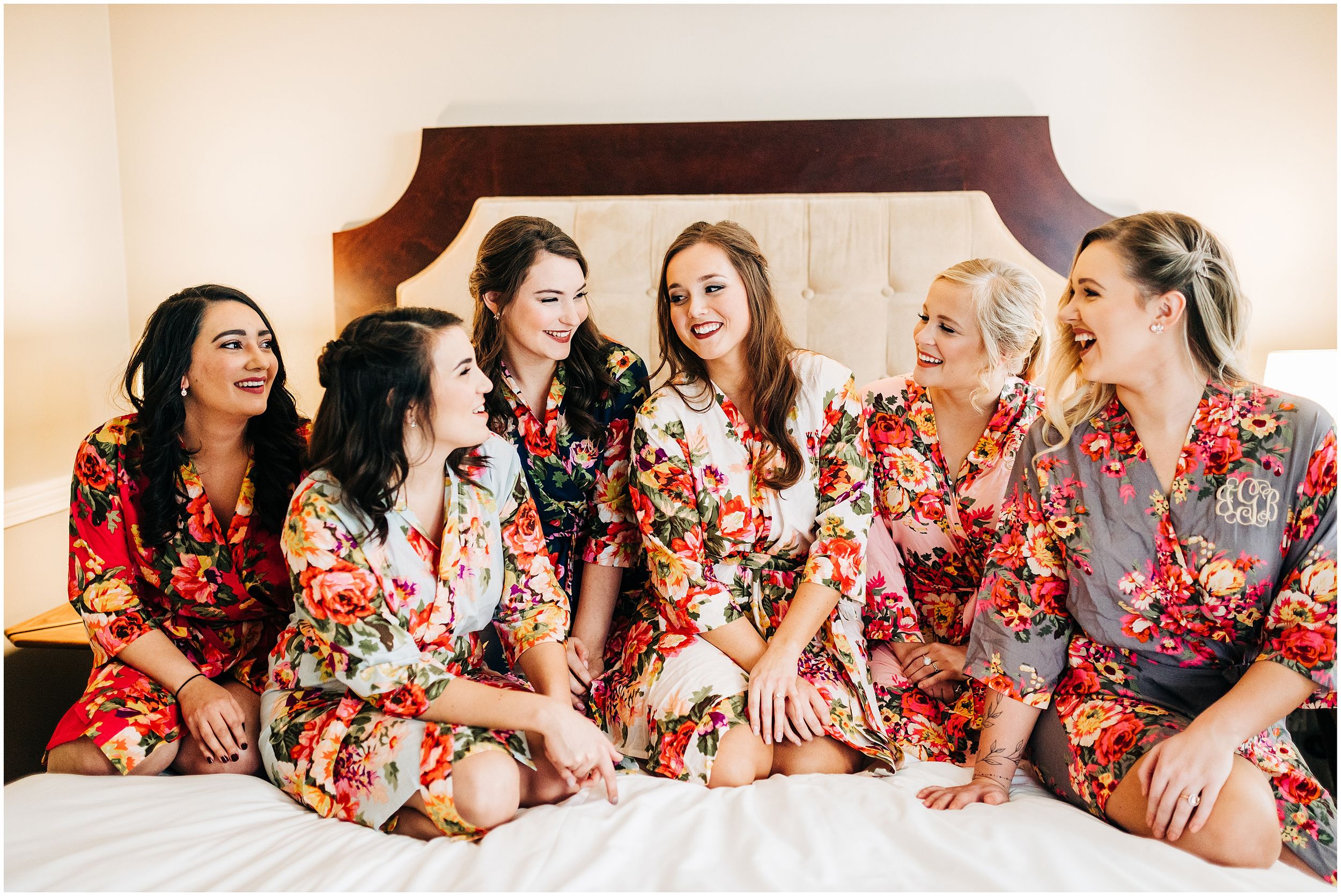 bridesmaids in matching robes