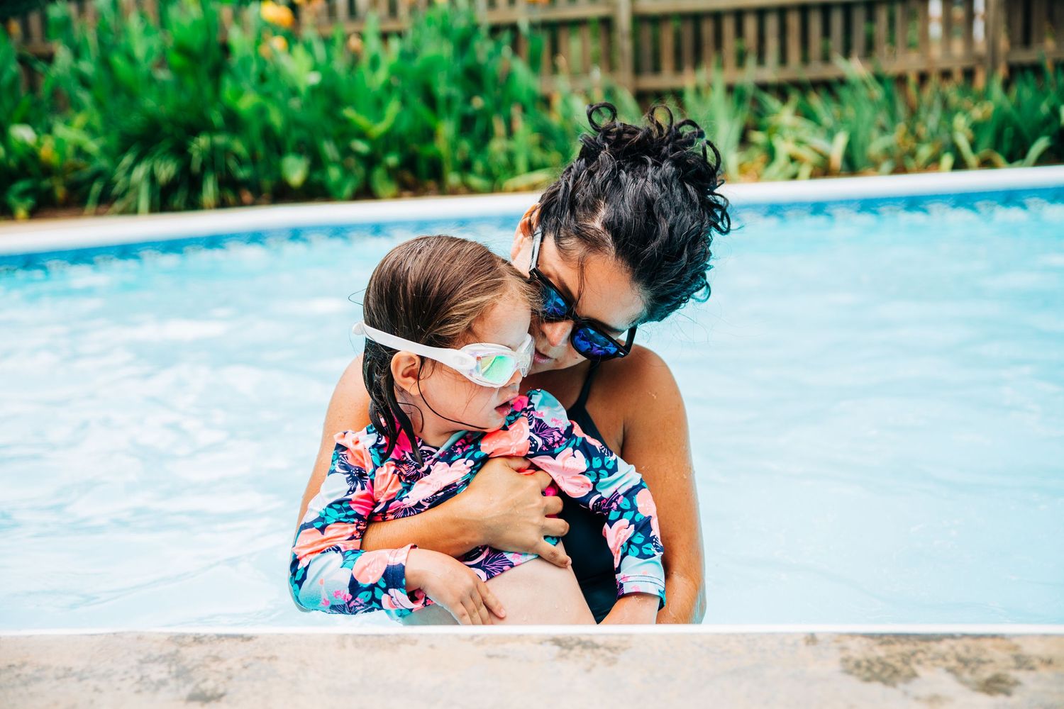 Mom and Daughter in their Charlotte, NC pool
