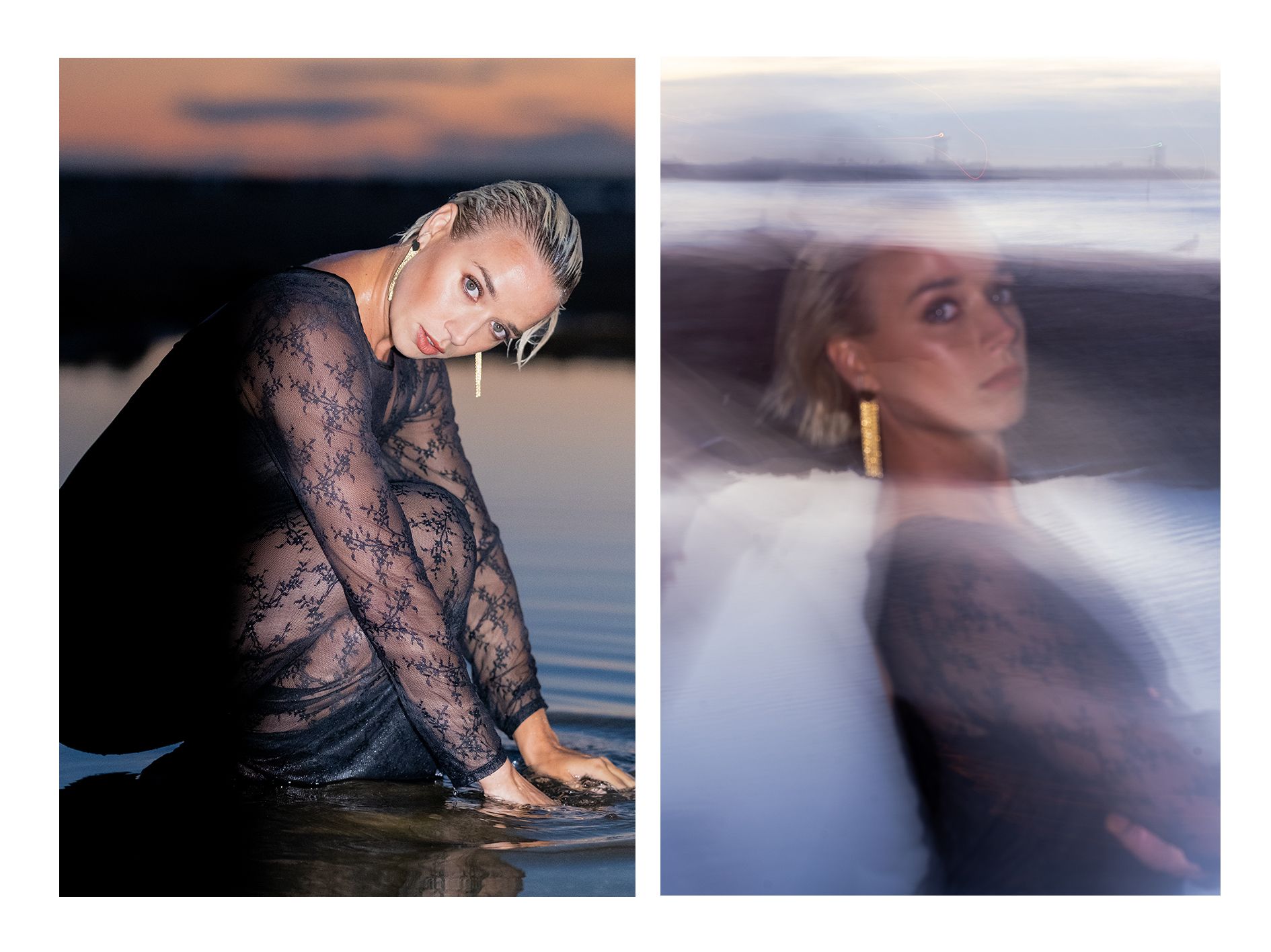 editorial beachfotografie photography scheveningen hunkemoller moise trusfull earring daylightshoot sunset nini profoto
