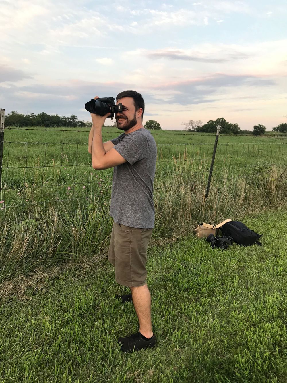Adam Mescan behind the scenes photos of Aundrey and Ben's engagement session in Saint Catharine, Kentucky.