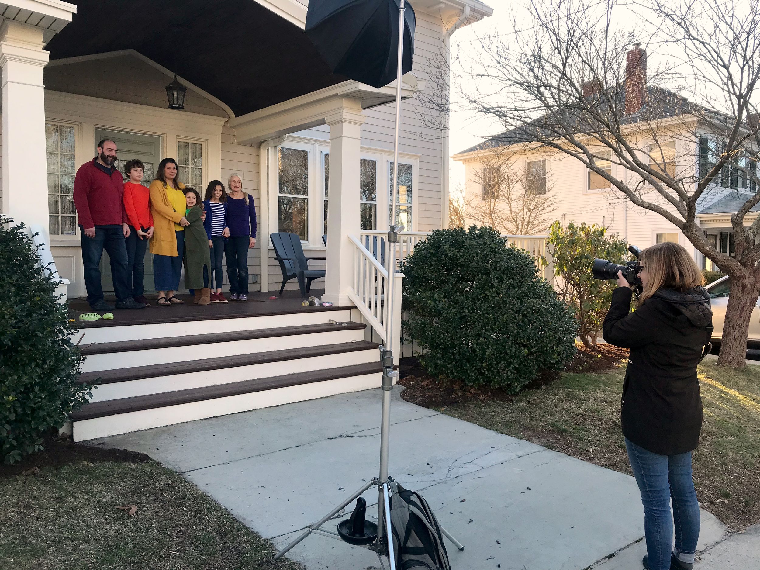 Behind the scenes of a Porch Portrait by heidi harting photography - plymouth, ma