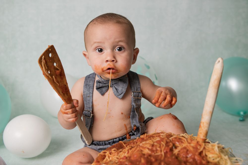 verjaardag 1 jaar - spaghetti- baby - spaghettismash fotografie - oost vlaanderen