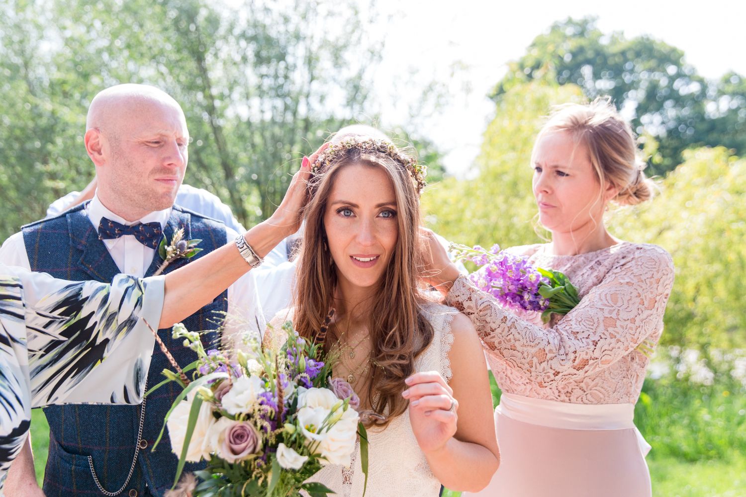 fixing a flower crown