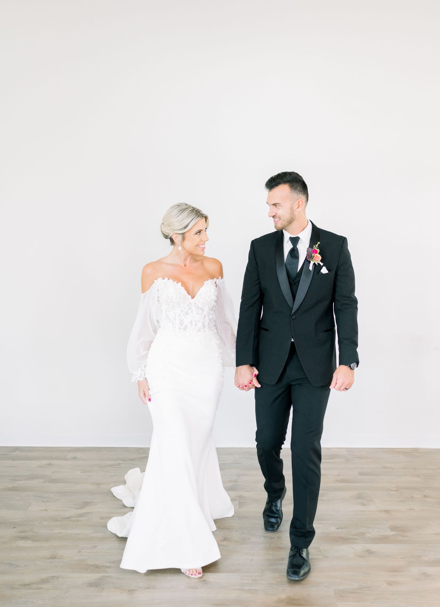 Light and airy 1868 Farmhouse Wedding in Boone, Iowa with Modern Dress bridal gown
