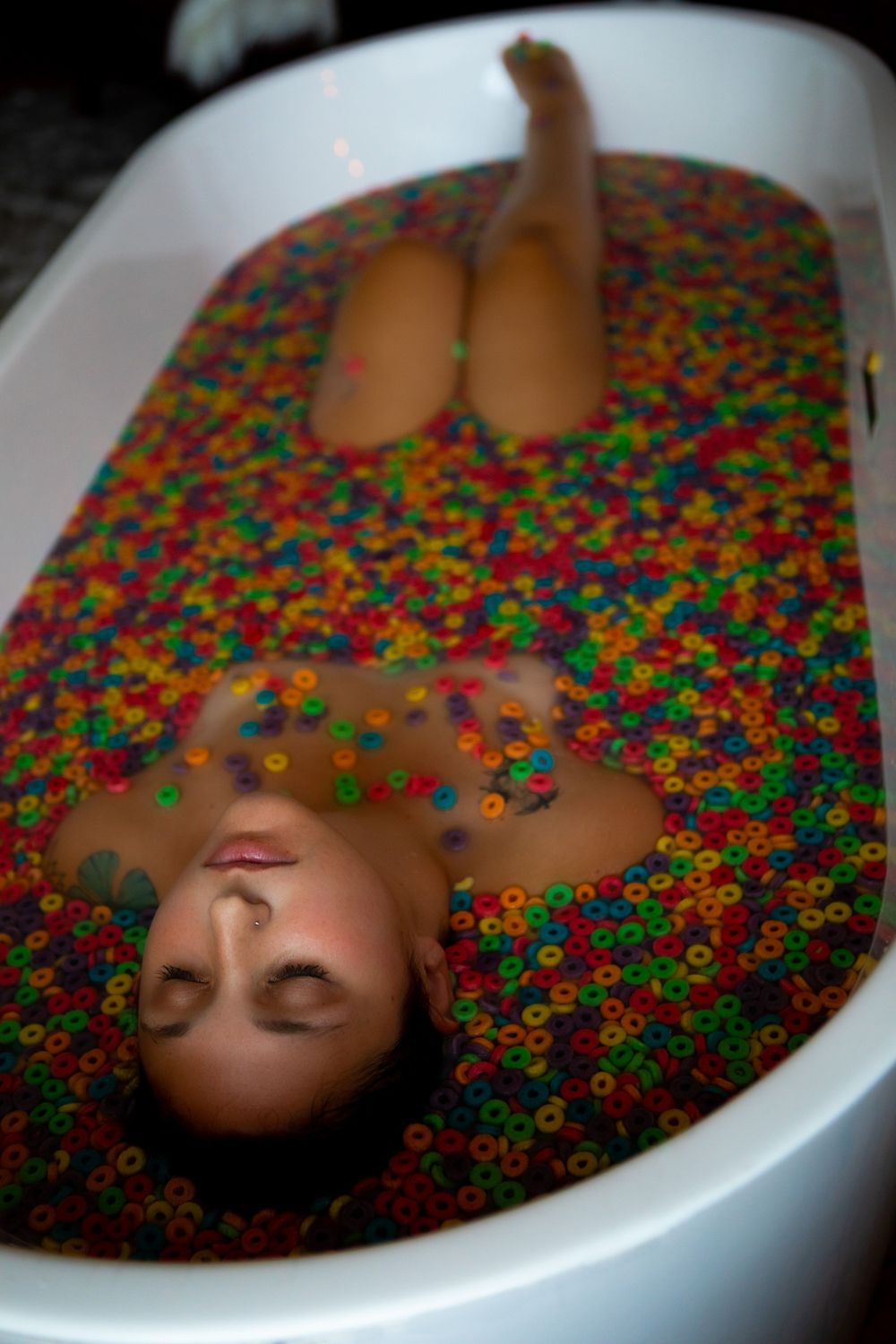 Boudoir photography milk bath fruit loops