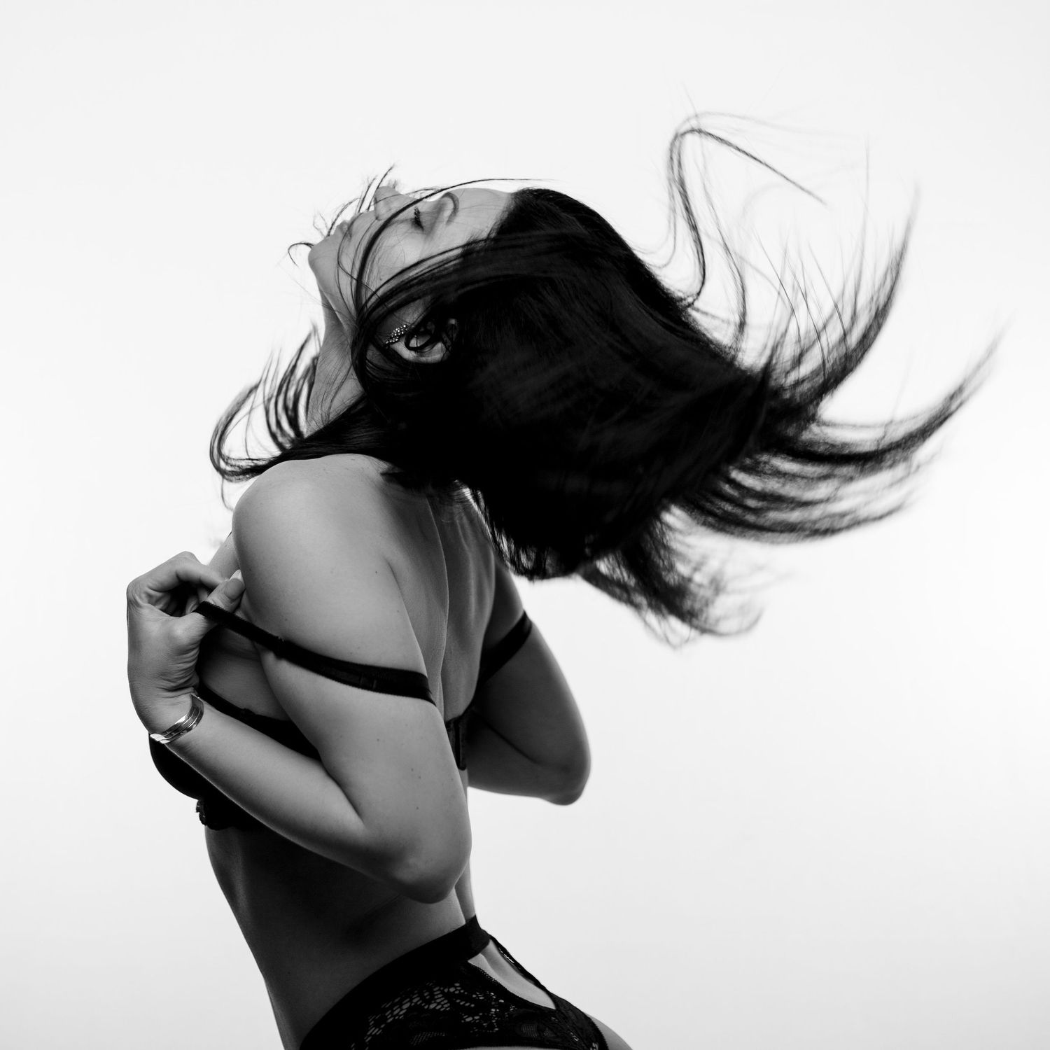 hair flip fine art boudoir photography
