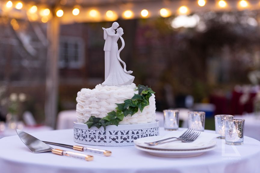 Leah Ramuglia Photography bride and groom wedding cake topper ceremony at home newton boston