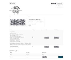 Sample invoice from Dubsado