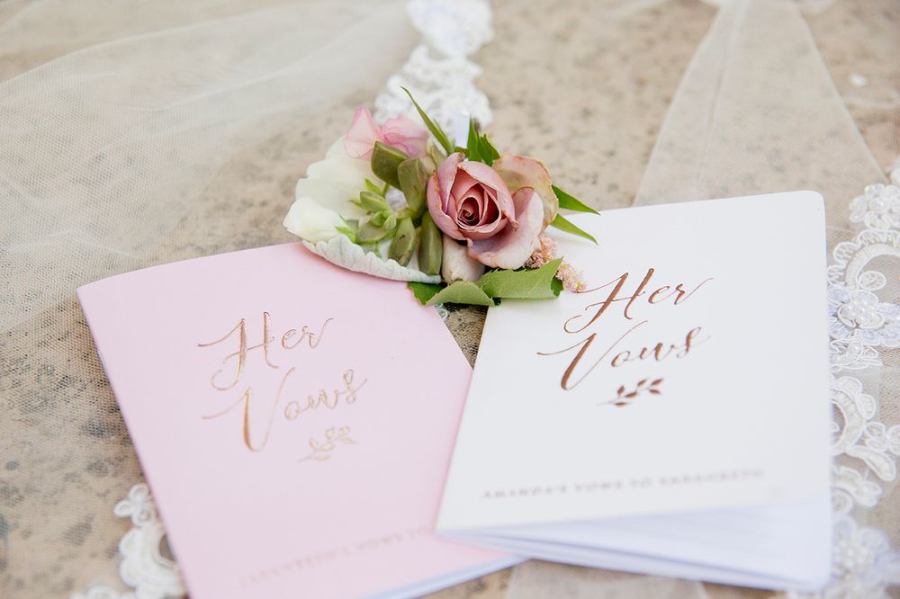 Hers and hers vow books at Roblar Winery in Santa Ynez California