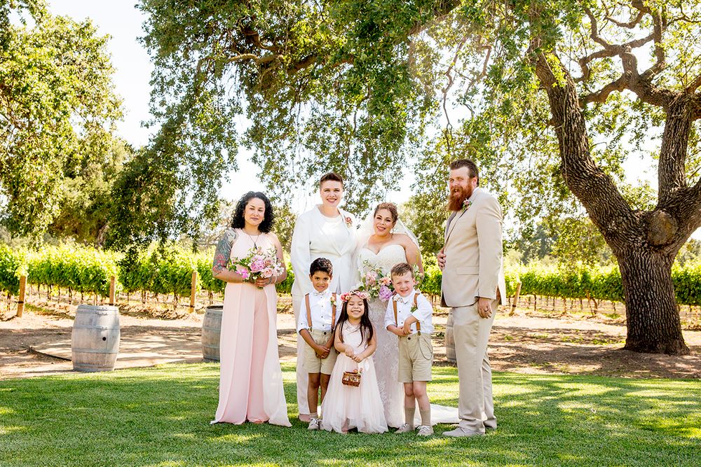 posed family at Roblar Winery in Santa Ynez California