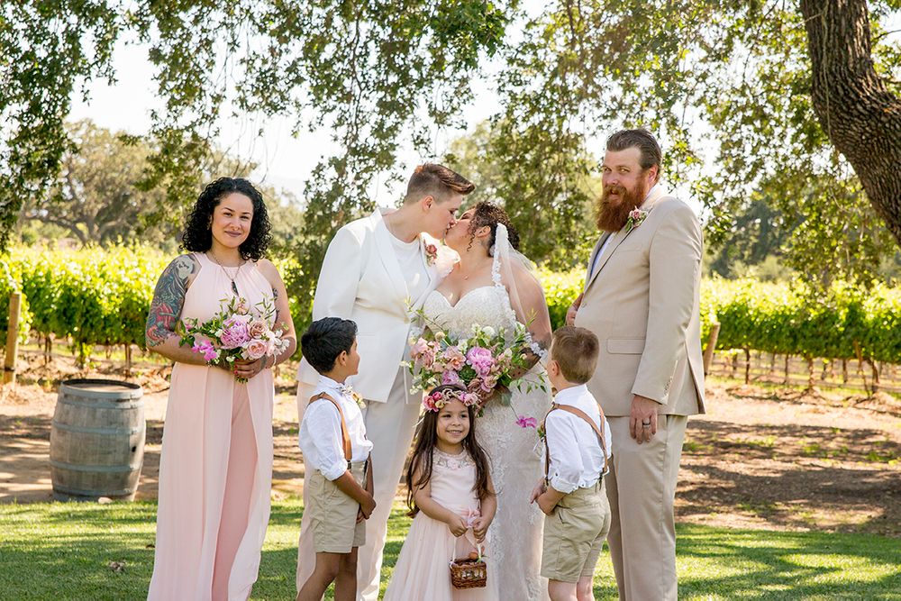 family at wedding at Roblar Winery in Santa Ynez California