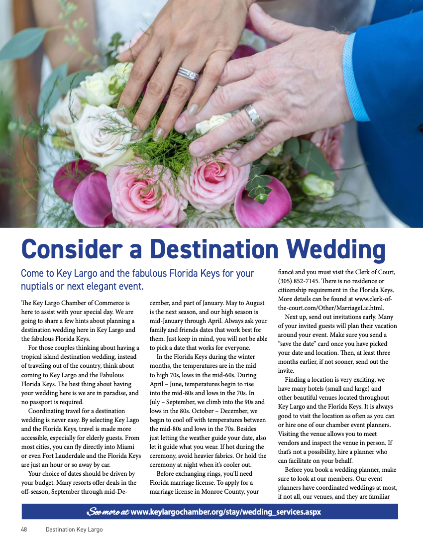 Two hands wearing wedding rings rest on a bridal bouquet of pink and white roses with greenery.