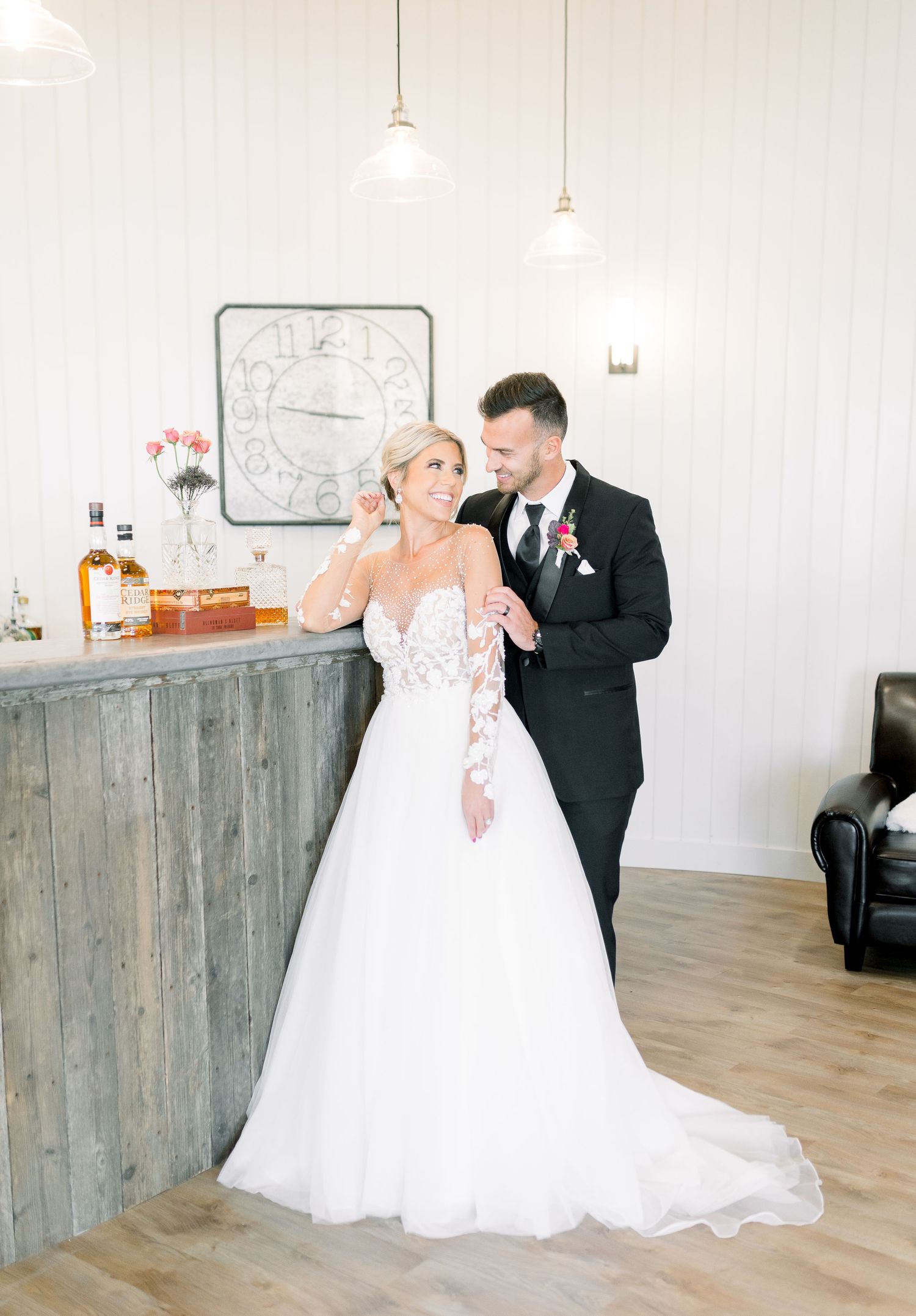 Light and airy 1868 Farmhouse Wedding in Boone, Iowa with Modern Dress gown