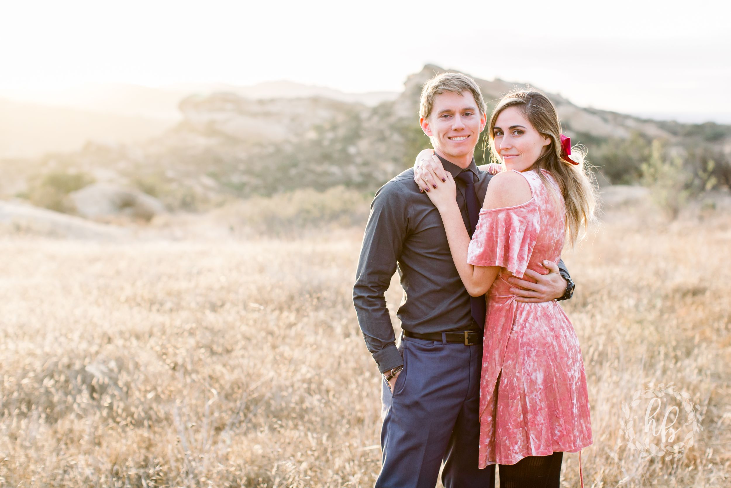 open field sunset proposal engagement photos