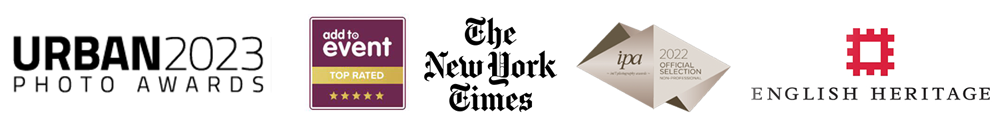 Logo banner showing Urban 2023 with media partner brands including The New York Times and English Heritage.