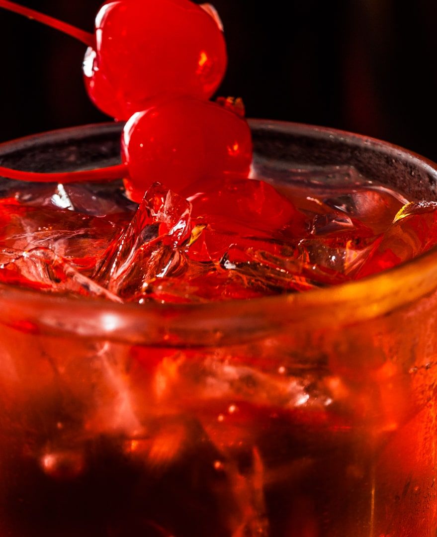 cherry drink on menu item at restaurant