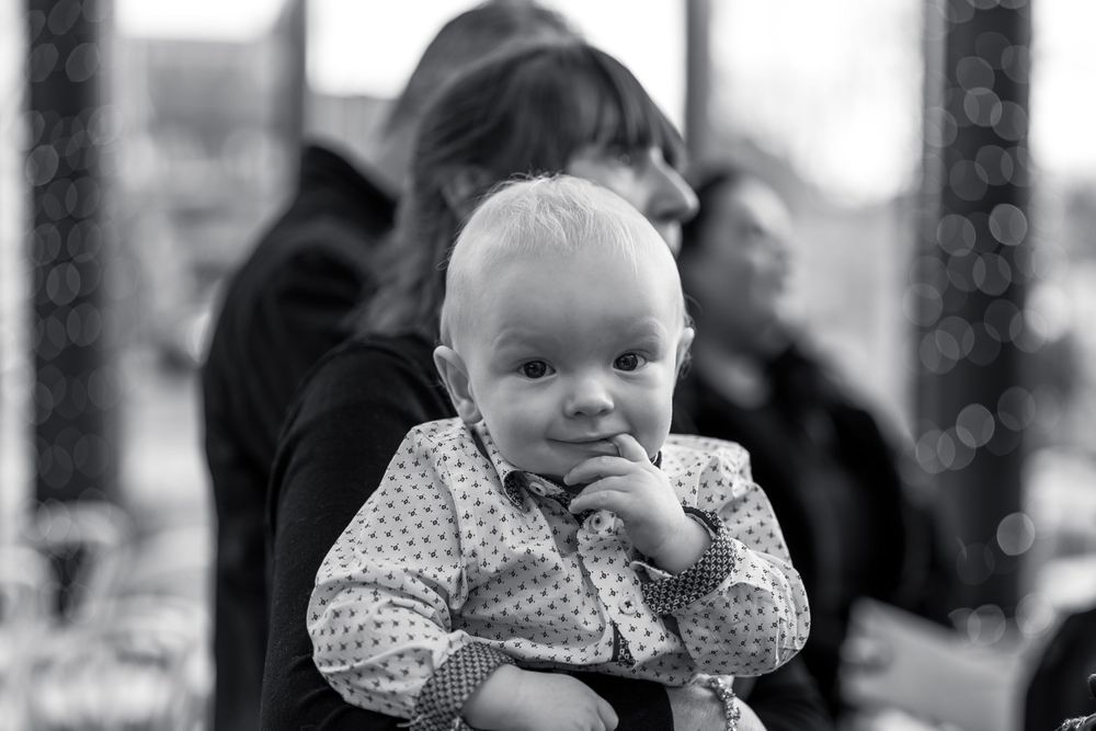 Black and white Candid photography baby naming ceremony at The Siren Liverpool by Photography Liverpool