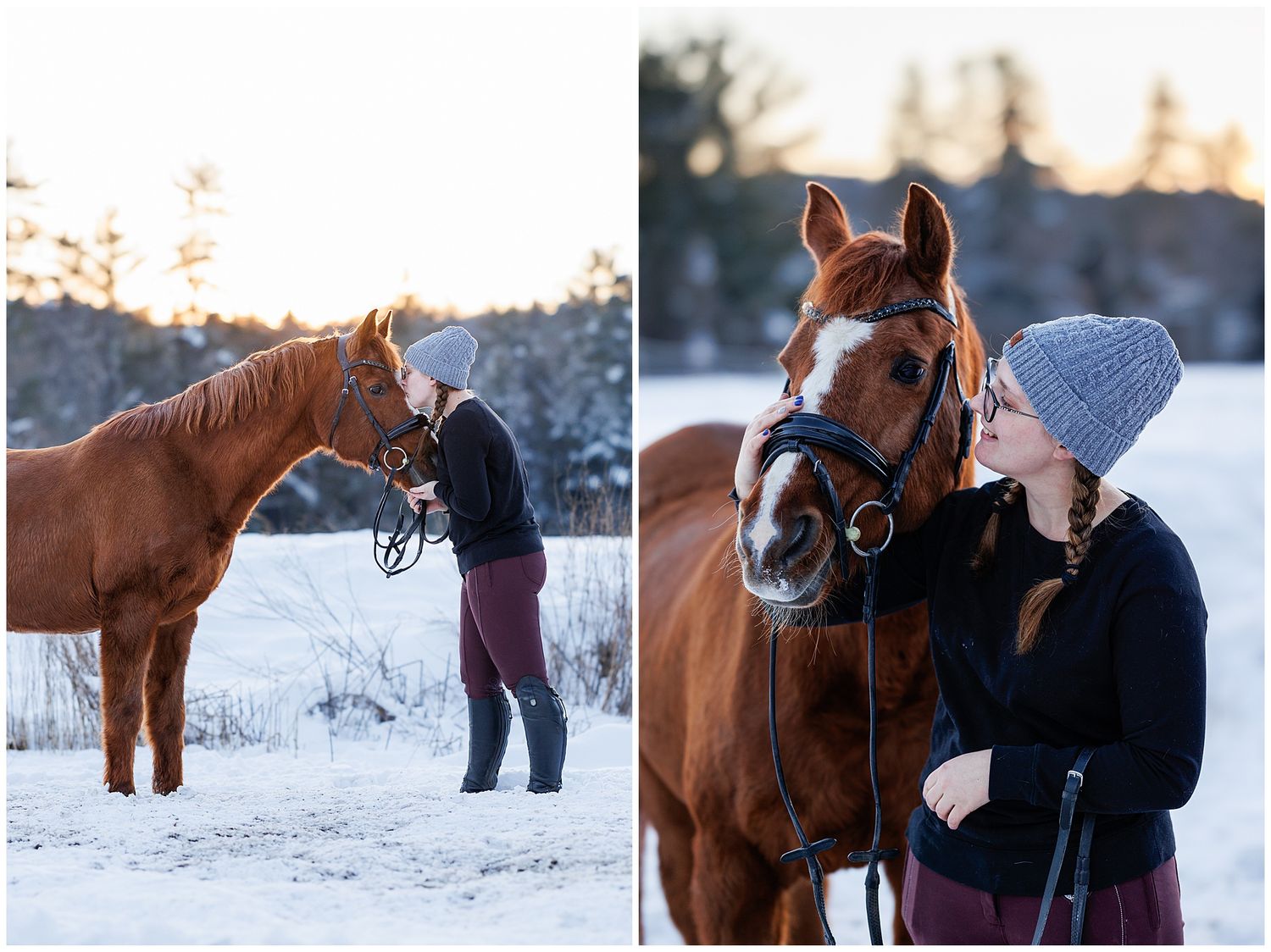 Horse and Rider winter portraits dressage