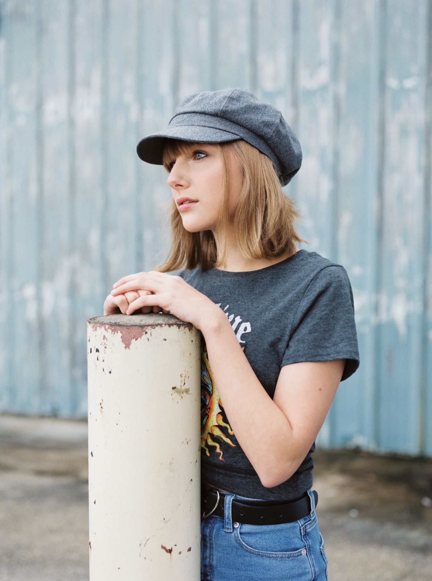 Louisiana family portrait of a teen in an industrial park in Bogalusa